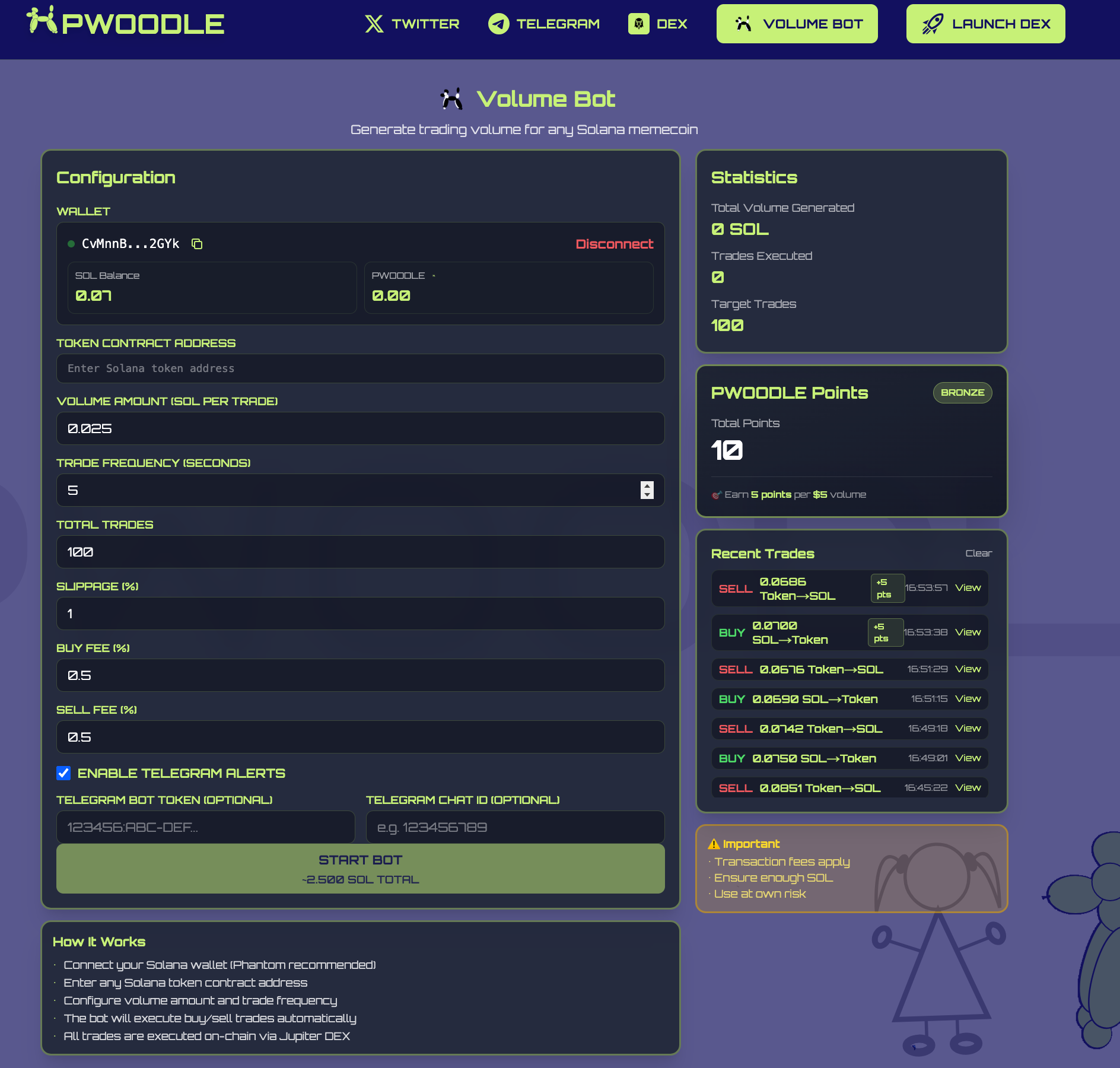 Volume Bot Interface